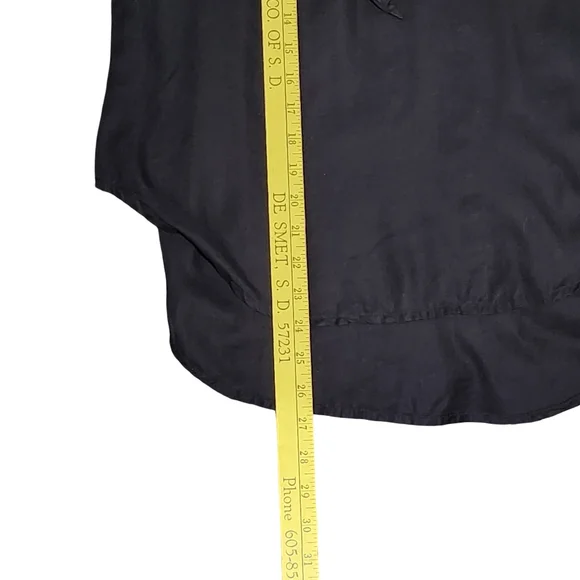 ANTHROPOLOGIE CLOTH STONE Tie Front Blouse Women Small Black Long Sleeve Career - Picture 8 of 14